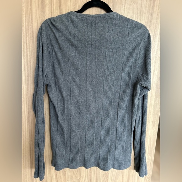 Michael Kors Sweater Womens Medium Gray Ribbed Form Fitting Stretchy 100 Cotton - Picture 5 of 5